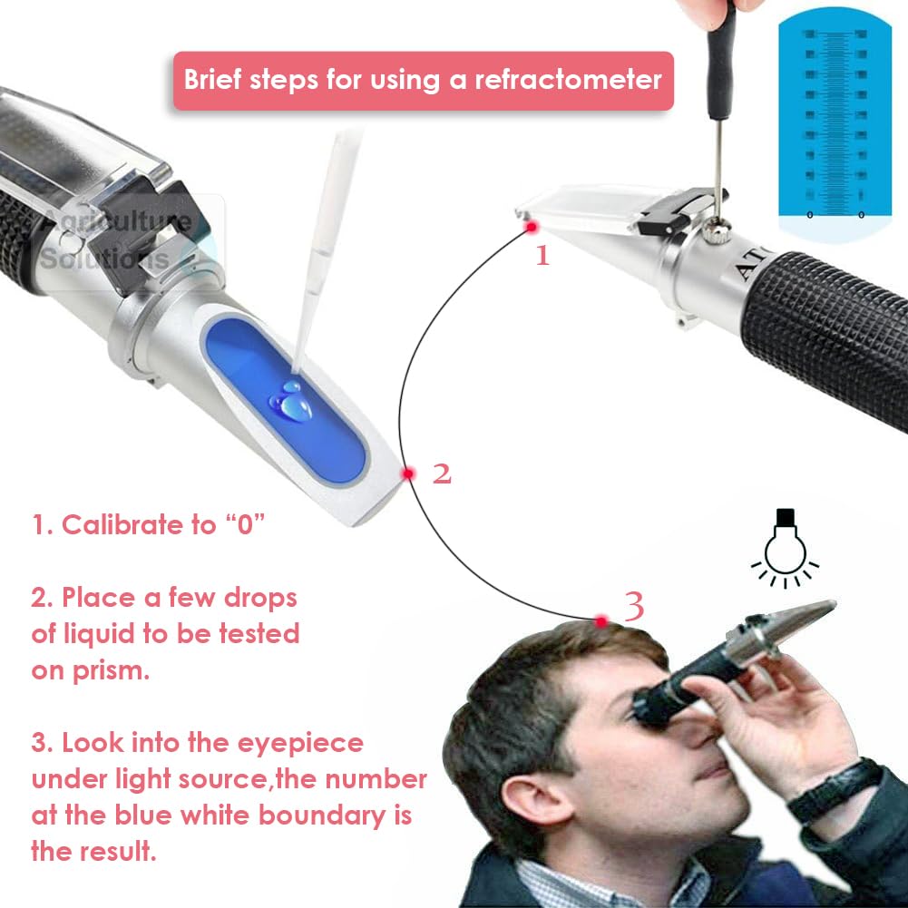 Alcohol Refractometer for Spirit Alcohol Volume Percent Measurement with Automatic Temperature Compensation (ATC)