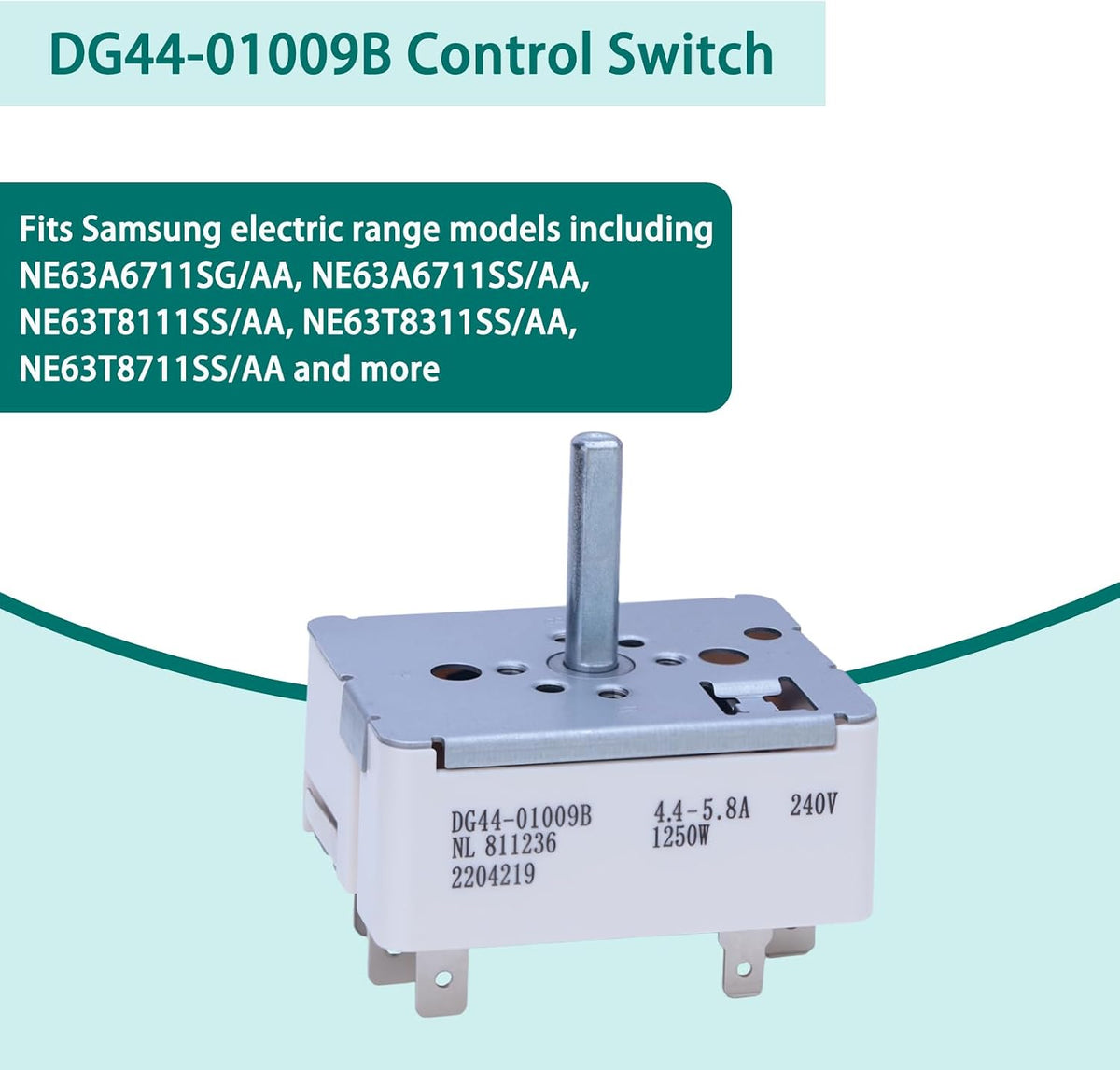 DG44-01009B Infinite Switch for Samsung 6" Electric Range Stove Cooktop