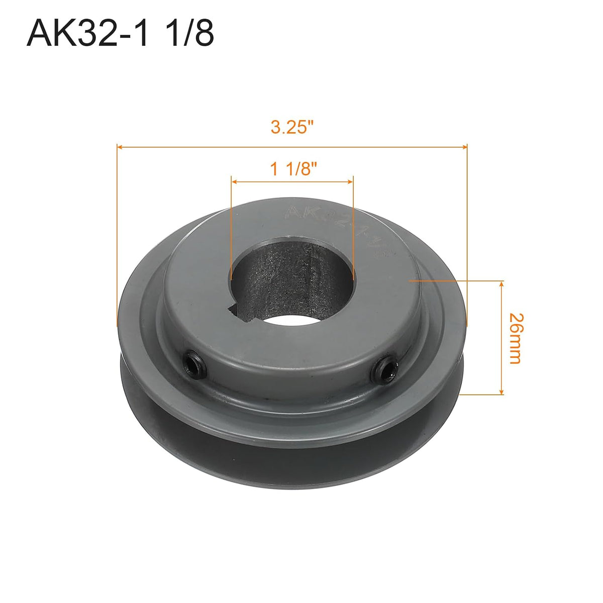 uxcell AK32-1 1/8 V-Belt Sheave 1 1/8"Bore 3.25"OD Single Groove Web Sheave
