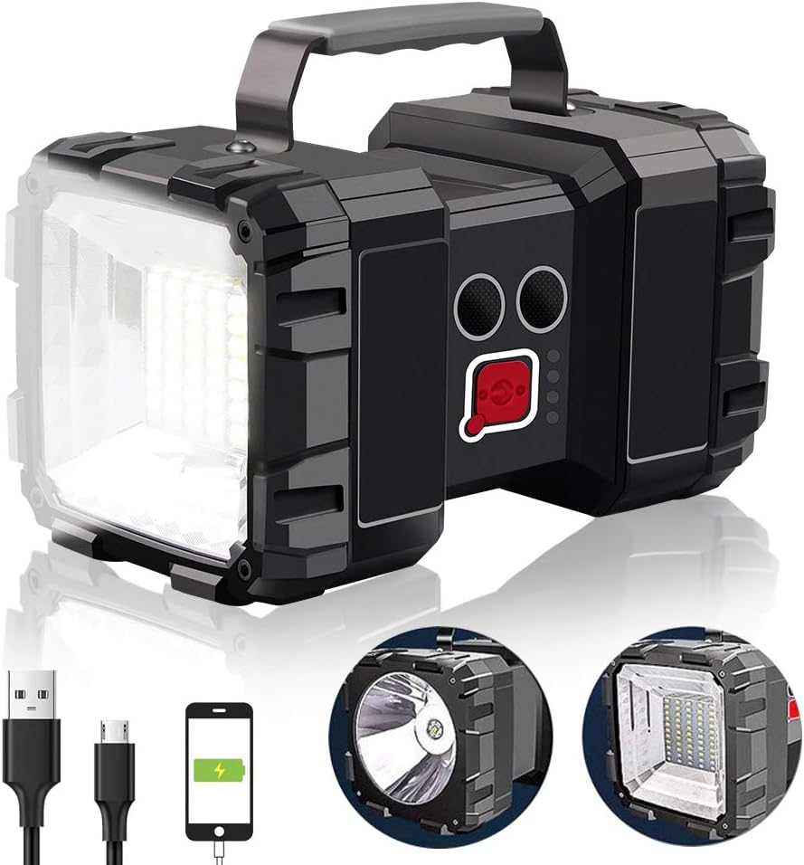 Rechargeable Flashlight, LED Spotlight Flashlight 10000 Capacity 1200LM 20h Ultra-Long Standby 3+4 Lights Modes