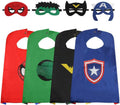 Superhero Capes for Kids, Hero Caps and Masks for 4-12 Year Old Boys Girls | 4 Pack Cartoon Dress Up for Holiday