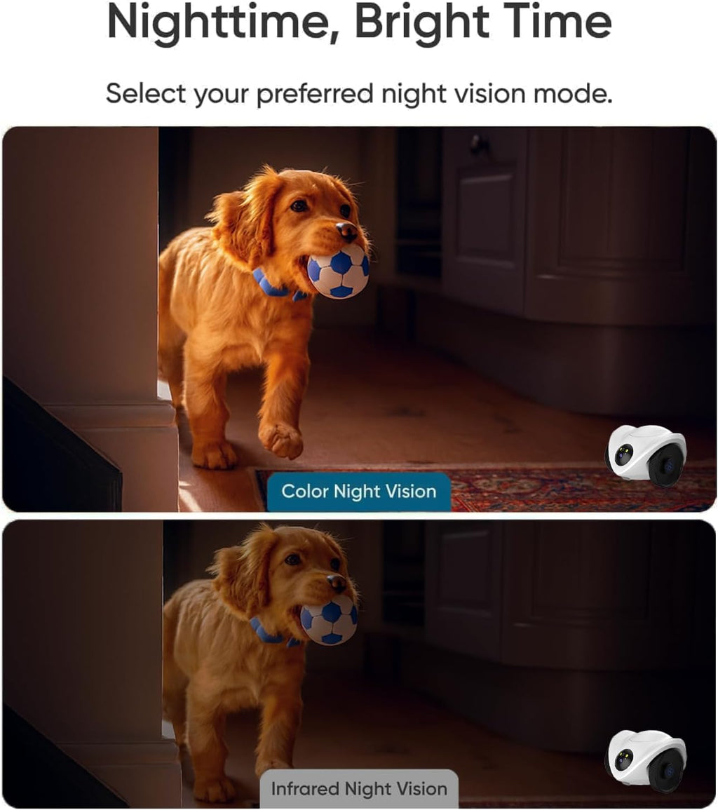 Robot Pet Camera with One-Tap Treat Dispensing | Mobile 360° Monitor, 2-Way Audio, and Smart Tracking | No Monthly