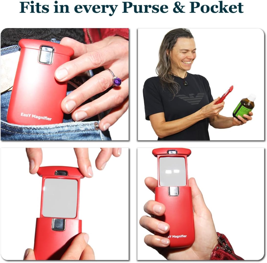 Small Pocket Magnifying Glass 3.0X with LED Light for Reading; Lighted Hand Held Coin Loupe; Mini Magnify Lens; Gifts