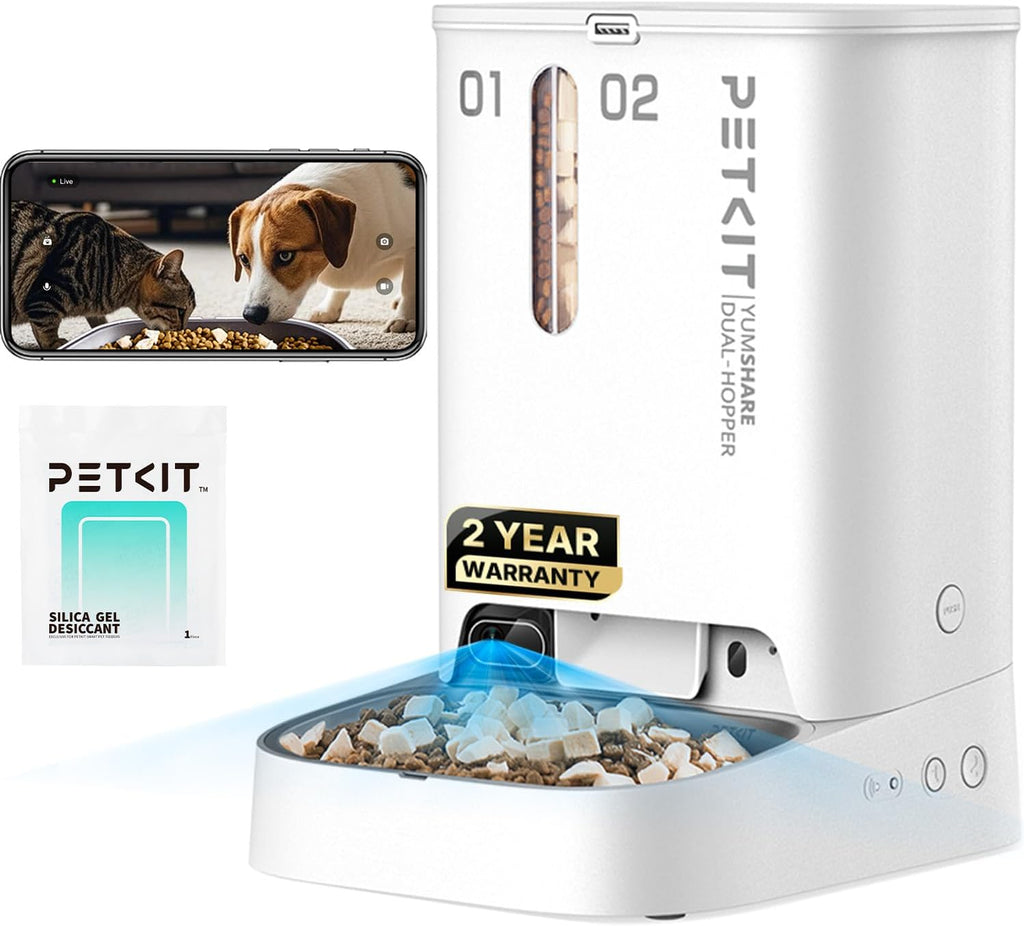 Automatic Cat Dog Feeder with Camera, AI-Powered Motion Capturing, 1080P HD Video with Night Vision, 2.4G WiFi Pet