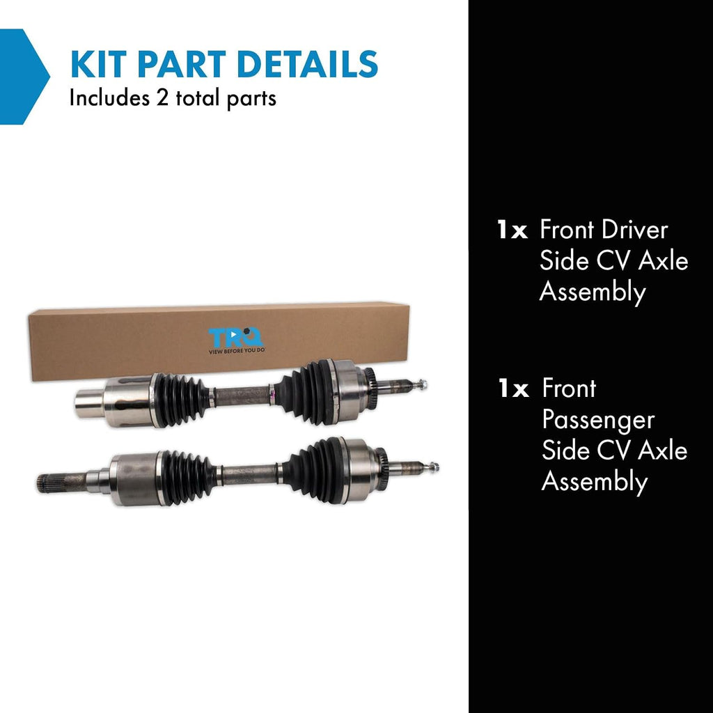 TRQ Front 2 Piece CV Axle Shaft Assembly Set