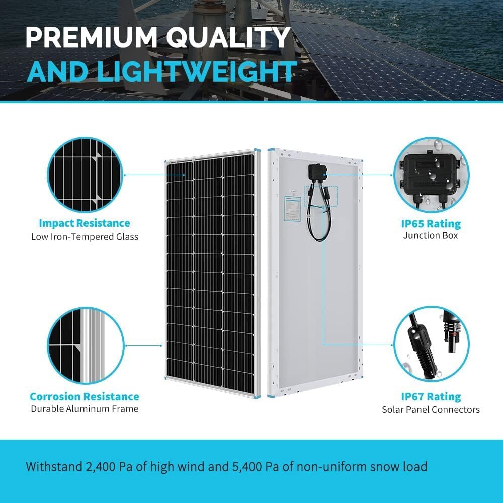 200W 12V N-Type RV Solar Panel Kit with Adventurer 30A Controller | Adventurer 30A LCD PWM Charge Controller +