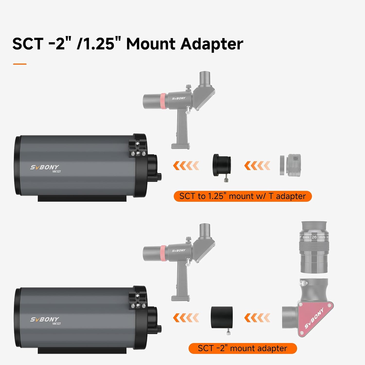 MK127 Astronomy Observation Set for Planetary Observation | MK127 OTA with SV188P Dielectric Mirror Star Diagonal