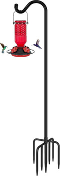 76'' Bird Feeder Pole, Heavy Duty Shepherds Hooks for Outdoor with 7-Prong Base, Adjustable Shepherds Hook for