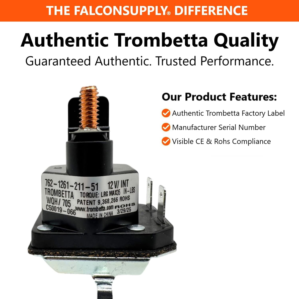 Genuine OEM Trombetta 12V Starter Solenoid Kit for Cub Cadet 725-06153A XT1 XT2 Enduro RZT ZT1 42 ZT2 LT1, Replaces MTD Troy Bilt Zero Turn Riding Lawn Mower Tractor Parts 762-1261-211-51