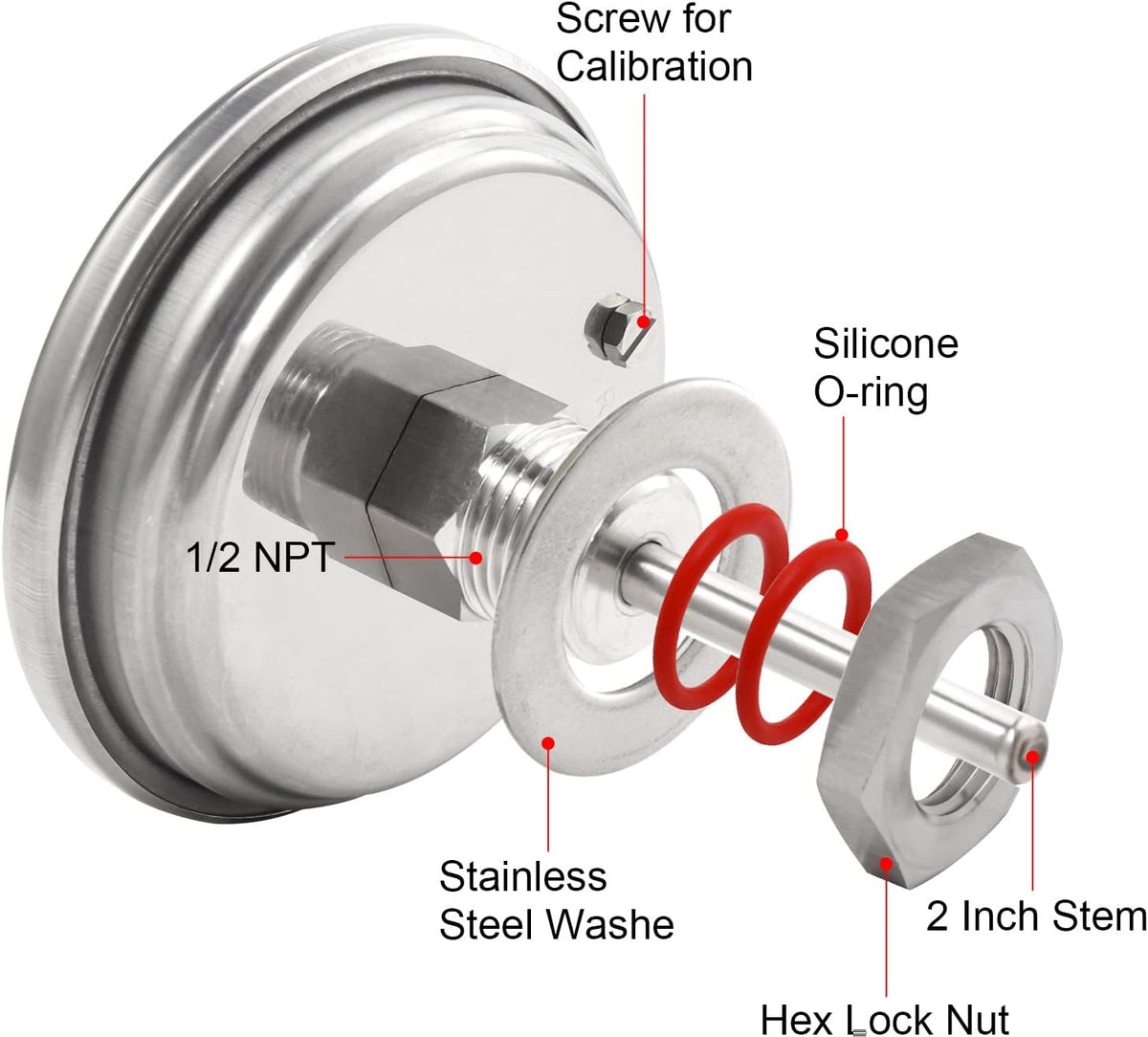 Dial Thermometers, Stainless Steel Homebrew Kettle Thermometer