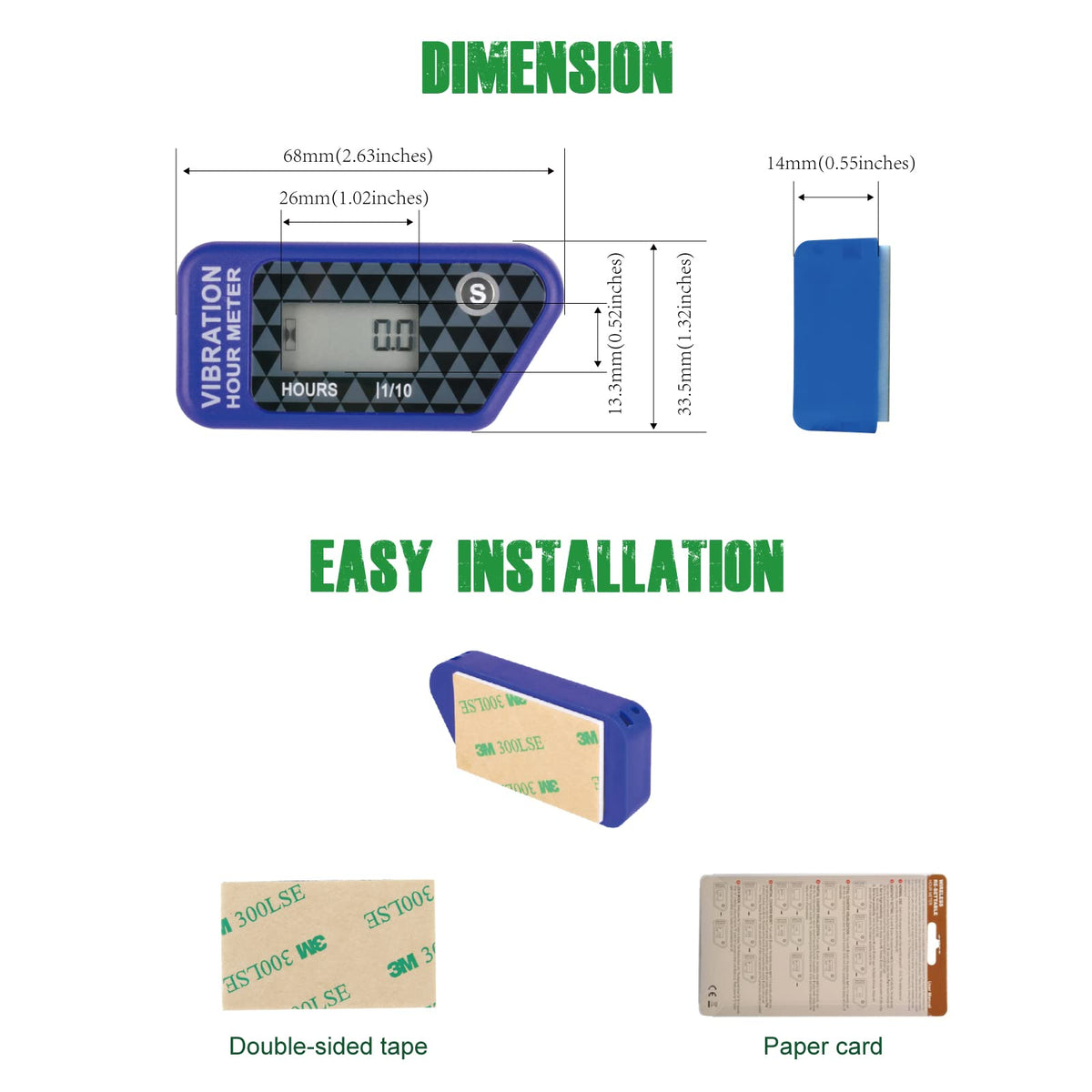 YOOREAL Vibration Hour Meter,Maintenance Hours Waterproof IP68