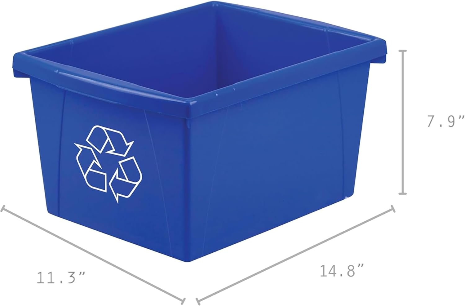 4 Gallon (15L) Recycle Bin, 14.8 x 7.87 x 11.25 Inches, Blue (61505A06C)