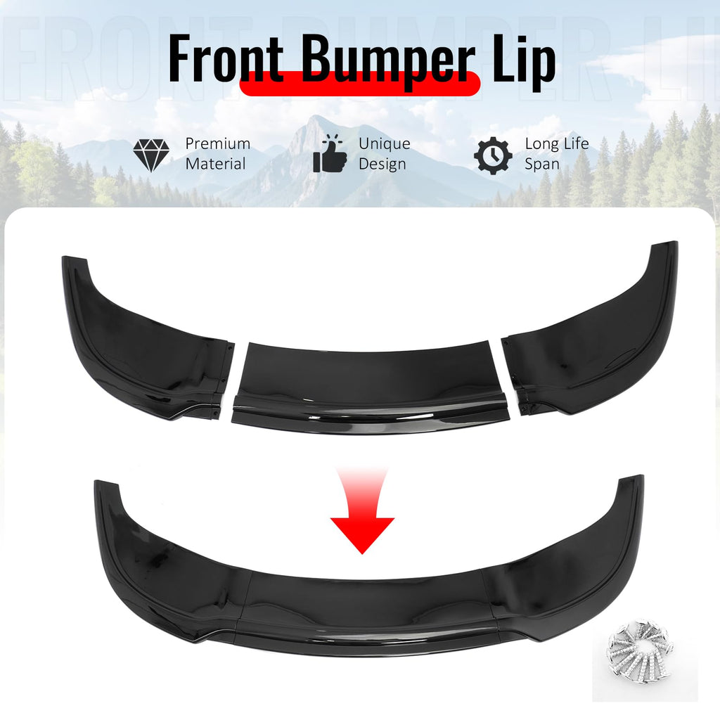 Fit 2015-2023 Chrysler 300 SRT Front Bumper Lip Gloss Black
