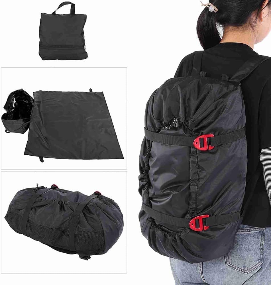 Rock Climbing Rope Bag – Water proof Oxford Folding Storage Backpack with Ground Sheet, Adjustable Shoulder Strap for