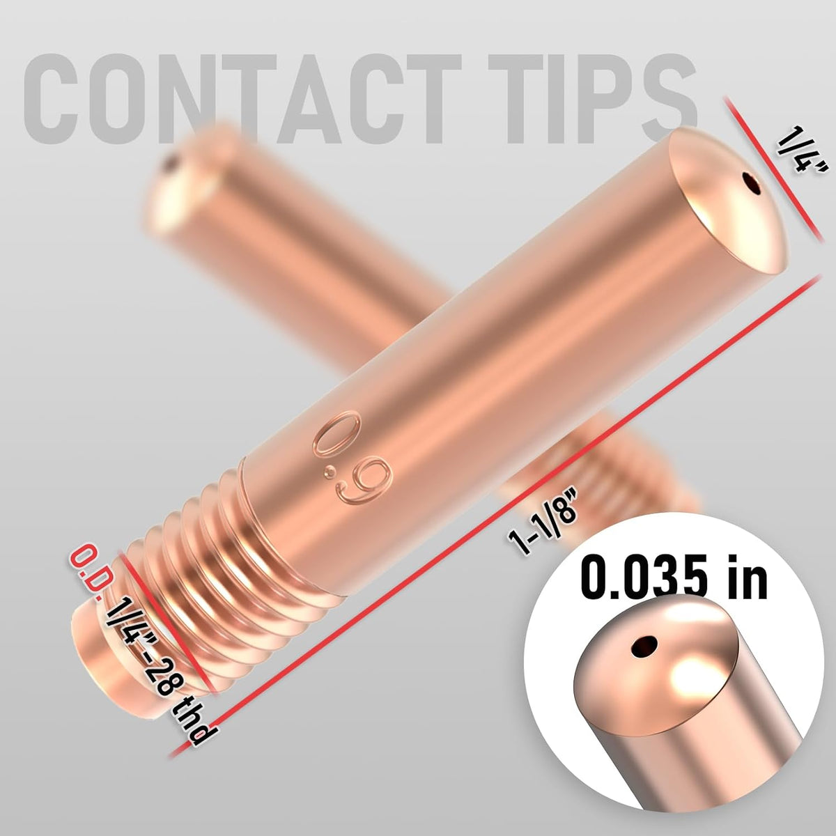 YESWELDER 25pk Contact Tip 000-068 (0.035") MIG Welding Tip