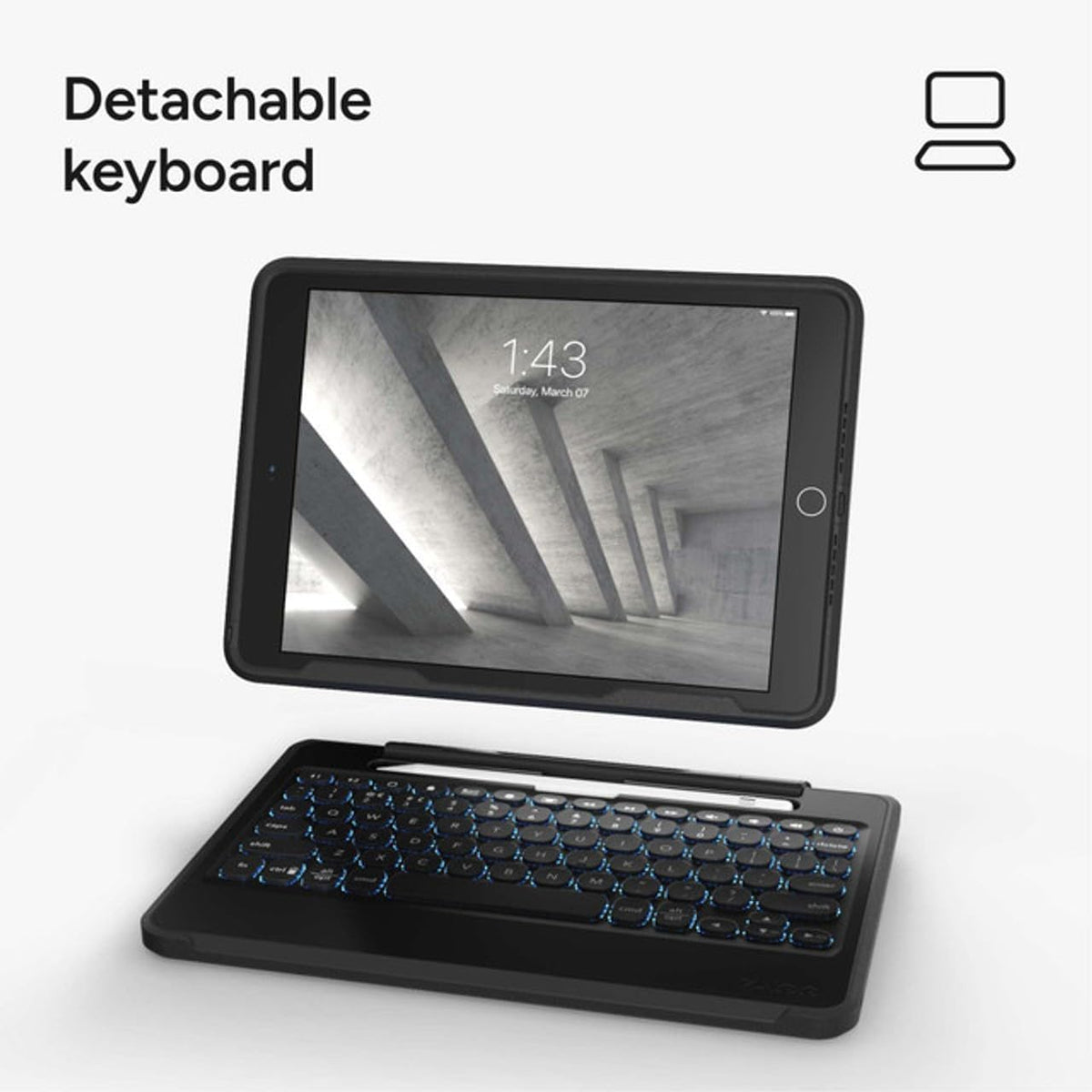 Rugged Book iPad Case with Detachable Magnetic-Hinged Keyboard for iPad Air 3, iPad Pro 10.5" & 10.2" (9th Gen)
