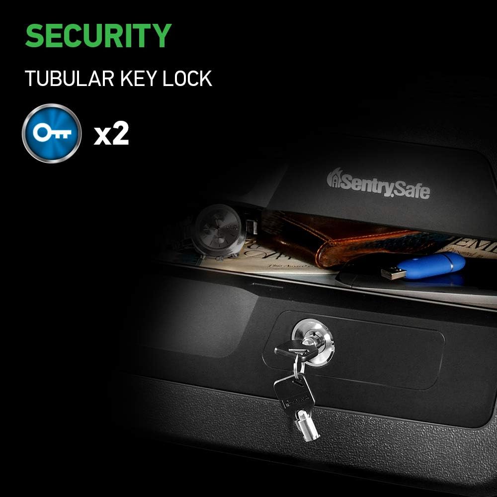 Fireproof and Waterproof Document Safe with Key Lock, Lock Box for Cash, Passport, Jewelry, Exterior: 16.5 in W x