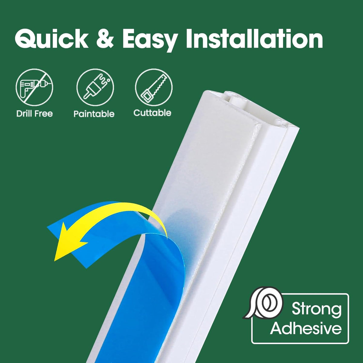 Cord Hider Kit, 110in Cord Covers for Wires on Wall, Paintable Wire Covers for Cords on Wall, Self-Adhesive Cable