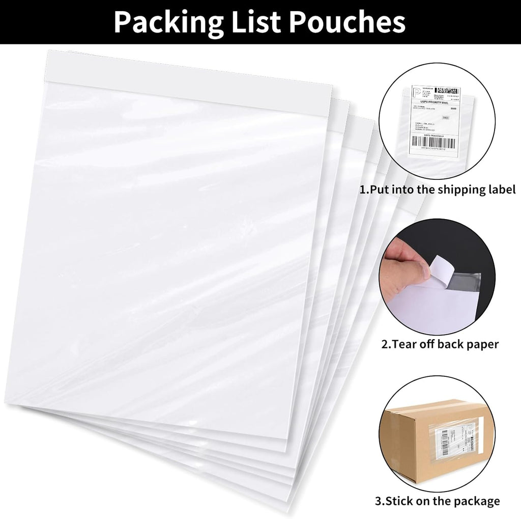 4.5'' X 5.5'' Packing List Envelopes Clear Self-Adhesive Top Loading Mailing Packing List Pouches Shipping Label