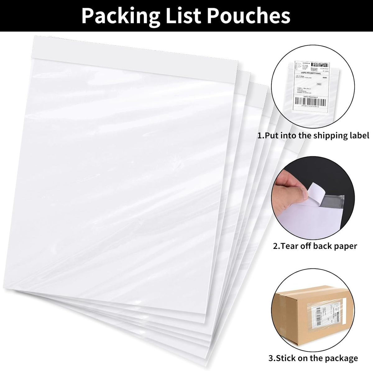 4.5'' X 5.5'' Packing List Envelopes Clear Self-Adhesive Top Loading Mailing Packing List Pouches Shipping Label