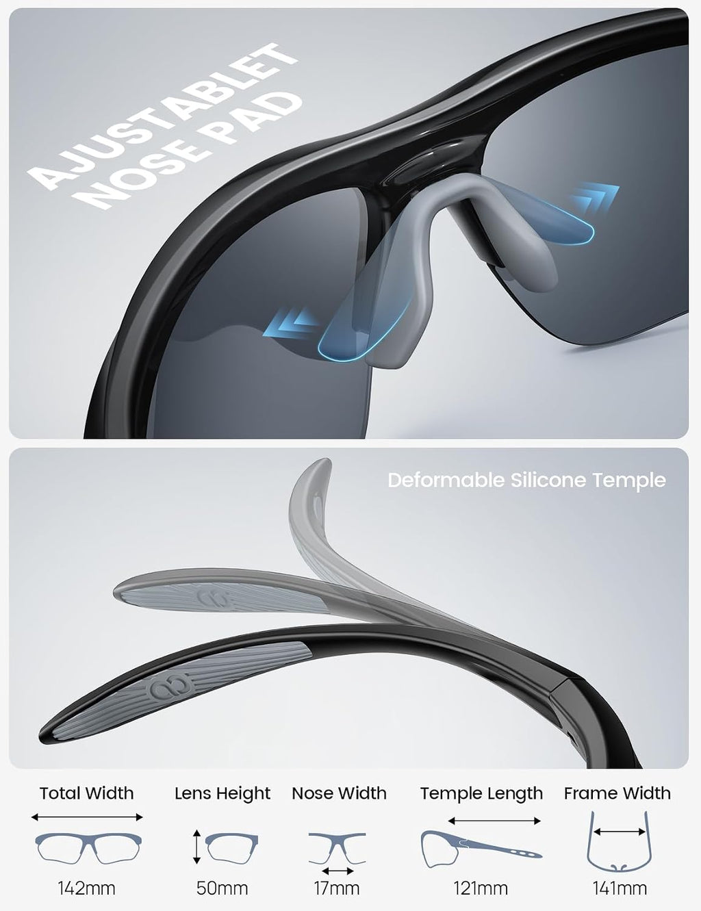 22g Polarized Sports Sunglasses for Men Women - UV400 Protection Sun Glasses for Running Cycling Baseball Driving