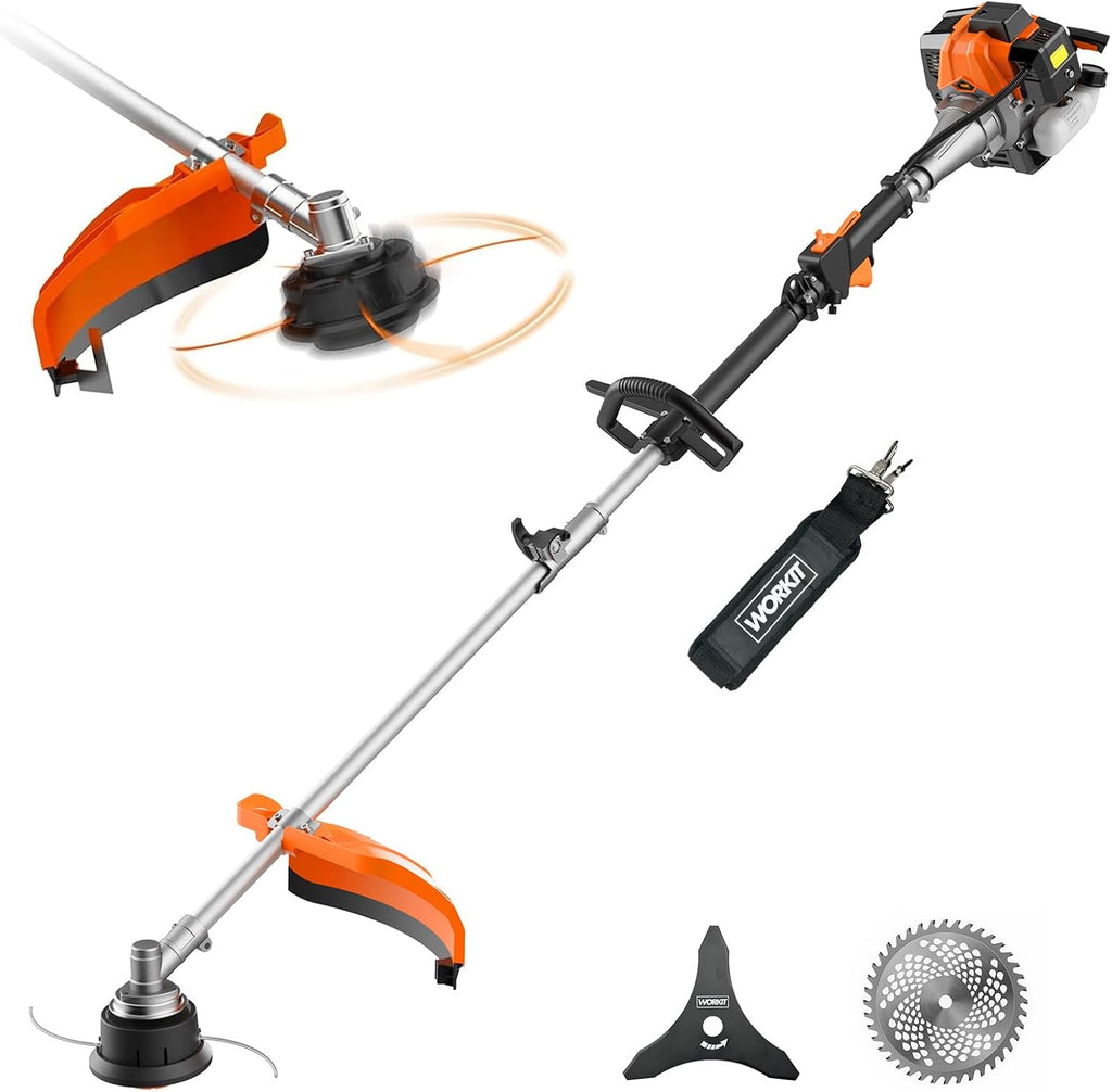 25.4CC 3-in-1 Gas Weed Wacker, 2-Cycle Professional Trimmer & Edger, Heavy Duty Brush Cutter with 40T/3T Blades