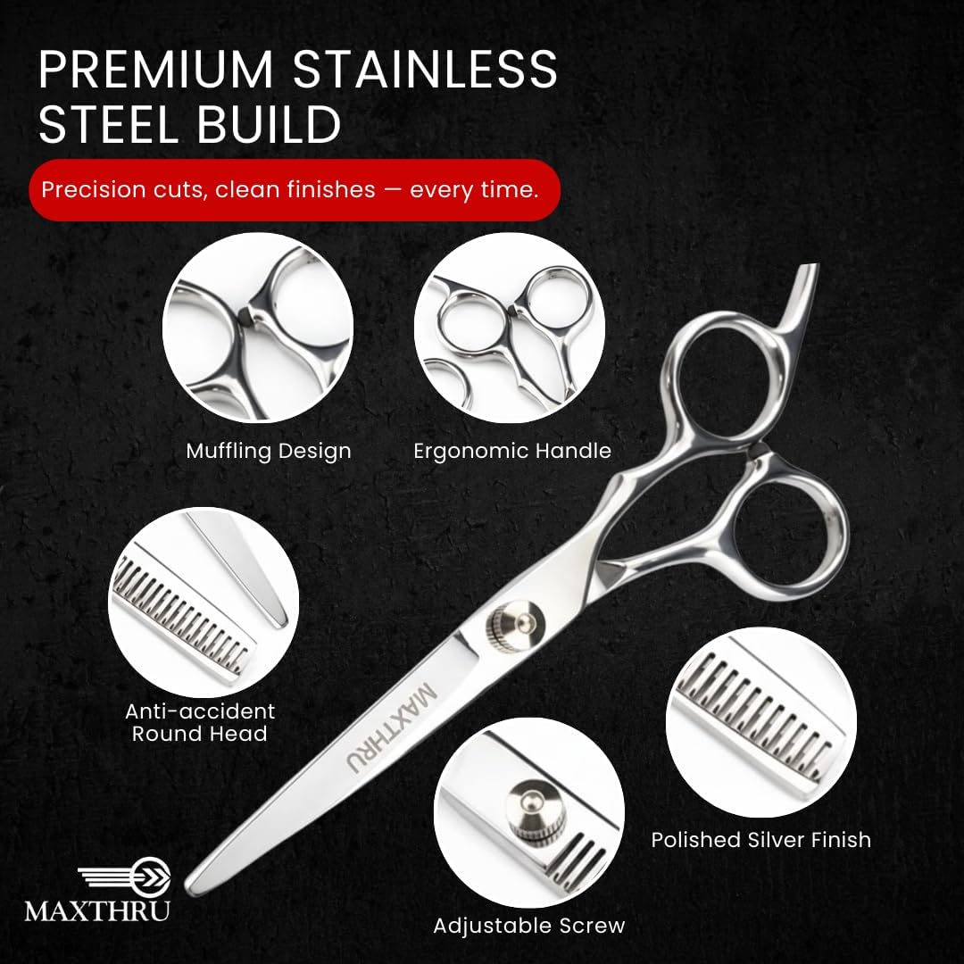 Hair Cutting Scissors & Thinning Shears Kit, Professional Stainless Steel Hair Scissors Set, Razor Sharp Barber