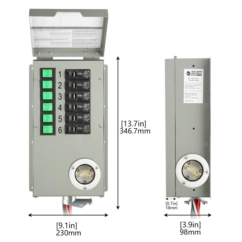 Transfer Switch 6 Circuits 120V 30A Non-Automatic UL Power Transfer Kit(Indoor)