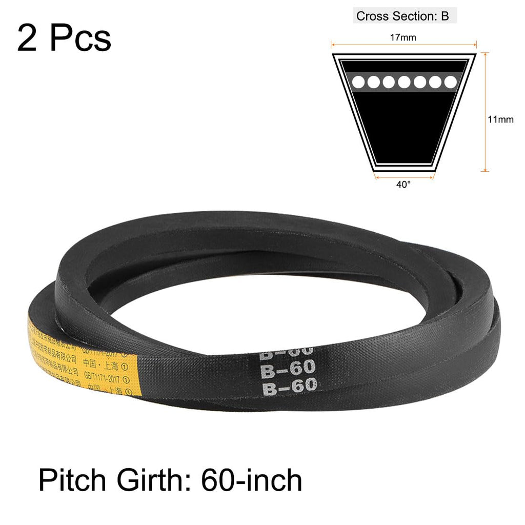 uxcell B60 V-Belts 60" Pitch Length, B-Section Rubber Drive Belt 2pcs