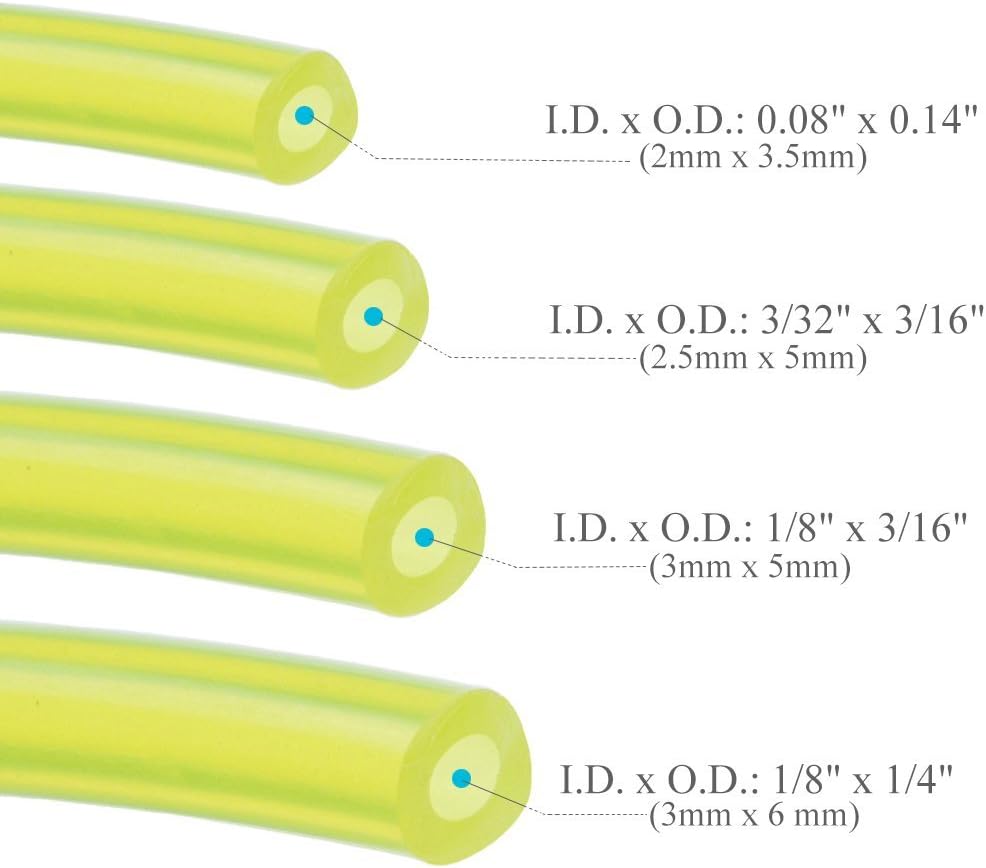 HOODELL 4 Sizes Premium Petrol Fuel Line, 4 Feet Long Hose for Poulan, Craftman, Chainsaw, String Trimmer and Blower