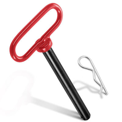 1pcs Trailer Hitch Pin 5/8 x 5-1/2 Inch, Tractor Hitch Pin with R-Clip Pin for Lawn Mower, Tractor, Trailer - Red Handle