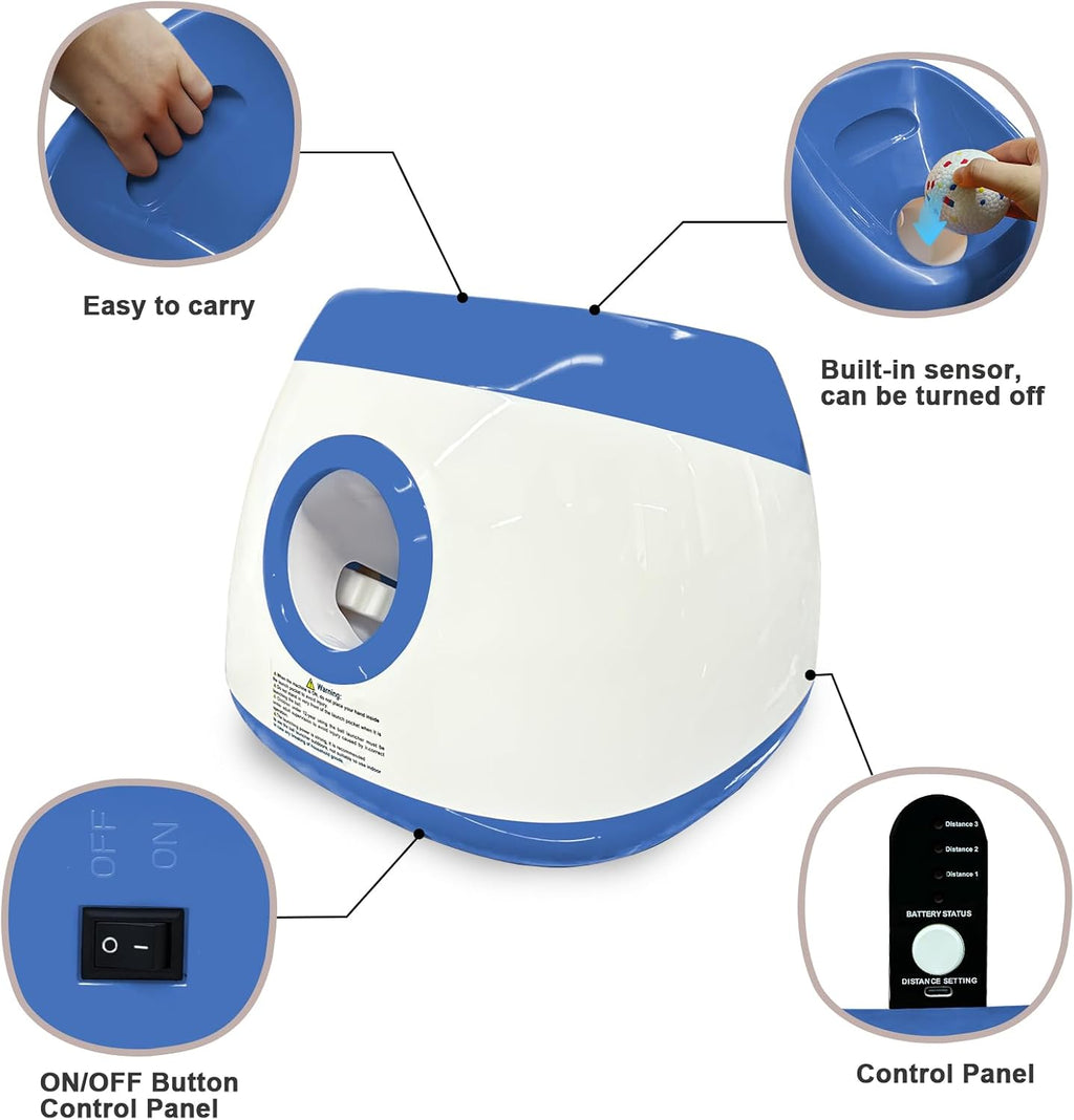 Automatic Ball Launcher for Dogs Large- 3 Distance Settings (40/60/80FT) w/Remote Control | 2.5" ETPU Tennis Balls |