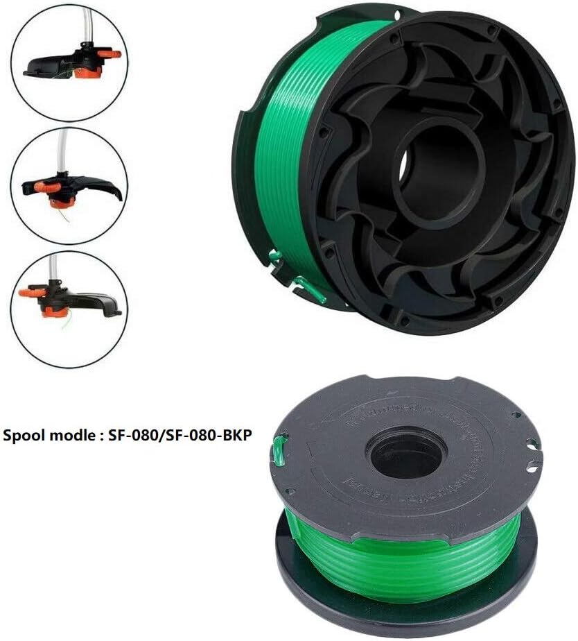 GH3000 Trimmer Replacement Spools Compatible with Black and Decker SF-080 LST540 Weed Eater, 20ft 0.080 inch GH3000R