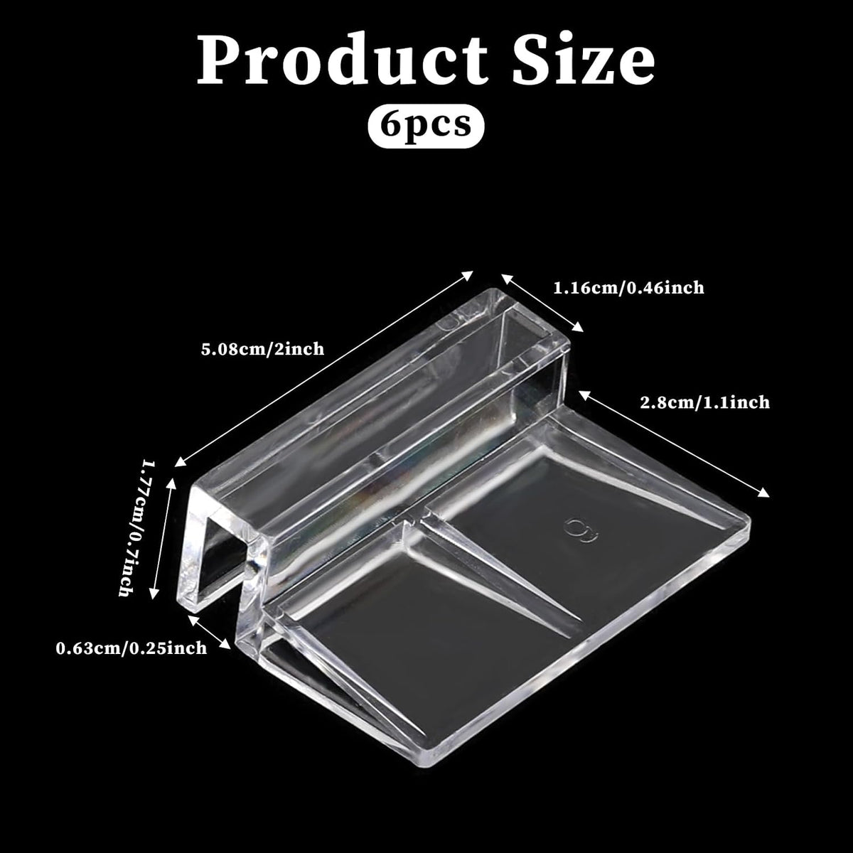 6 PCS Aquarium Lid Clips, 6mm Clear Acrylic Fish Tank Lid Holder Aquarium Cover Support Clamps for Rimless Aquarium
