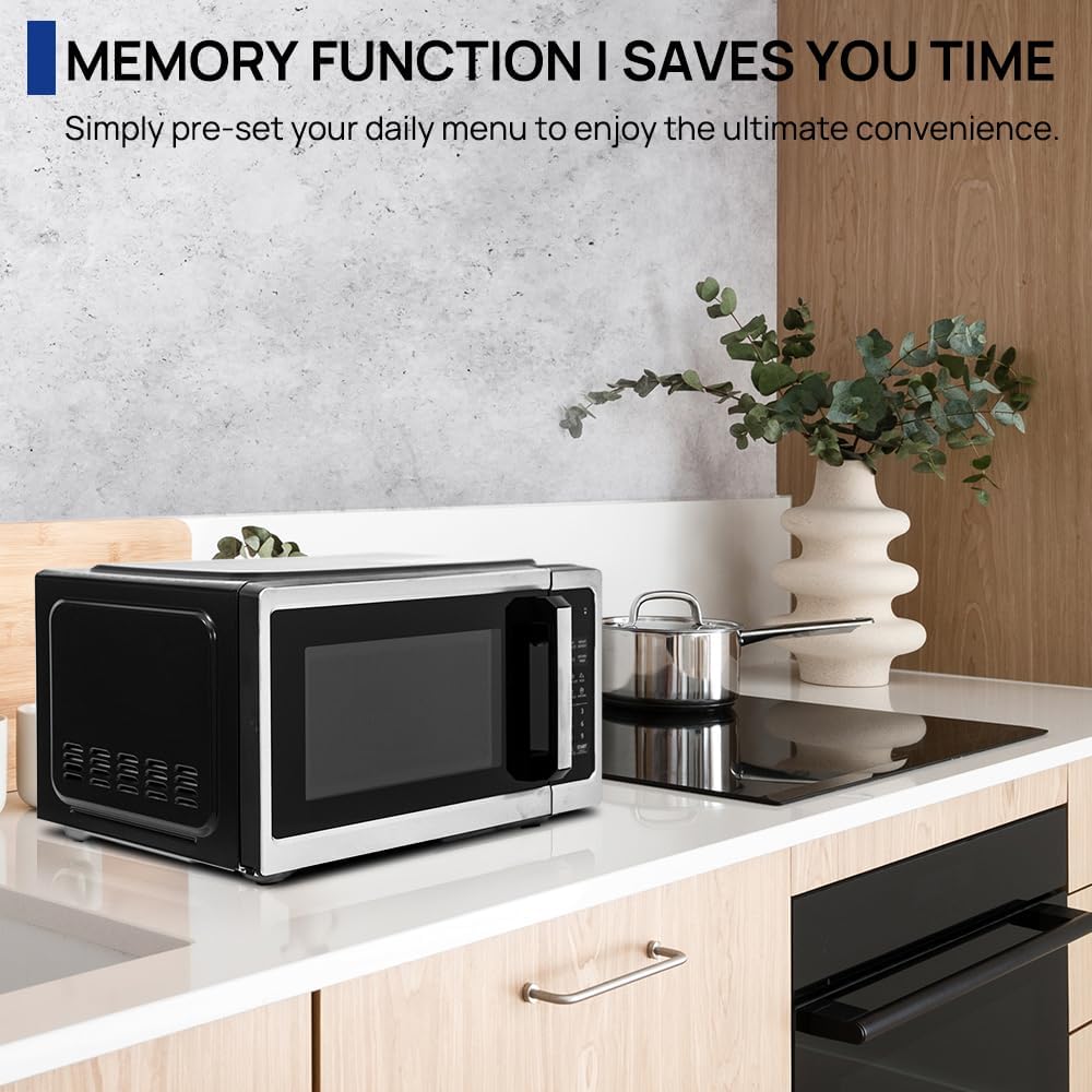Microwave Oven Countertop 900W, 0.9 Cu.Ft Ovens with Removable Turntable and Child Lock, Small Mini Microwave Compact