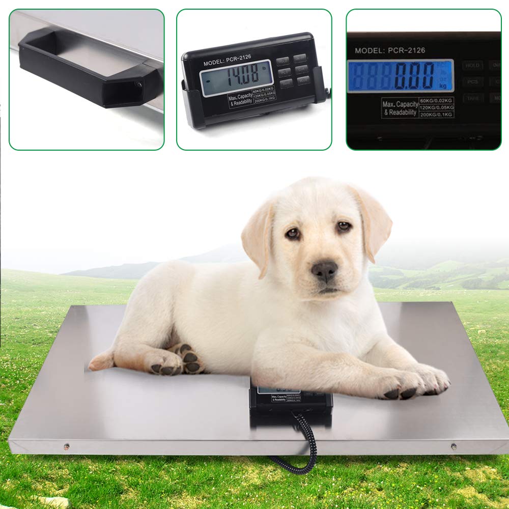 440lb Digital Livestock Vet Scale, Digital Pet Scale for Dog Sheep Pig Goat, Heavy-Duty Platform Scale, Animal Scale