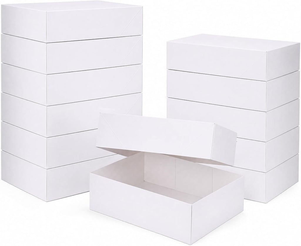 12 Pack 14x10x4 inch Gift Boxes, White Shirt Boxes for Presents