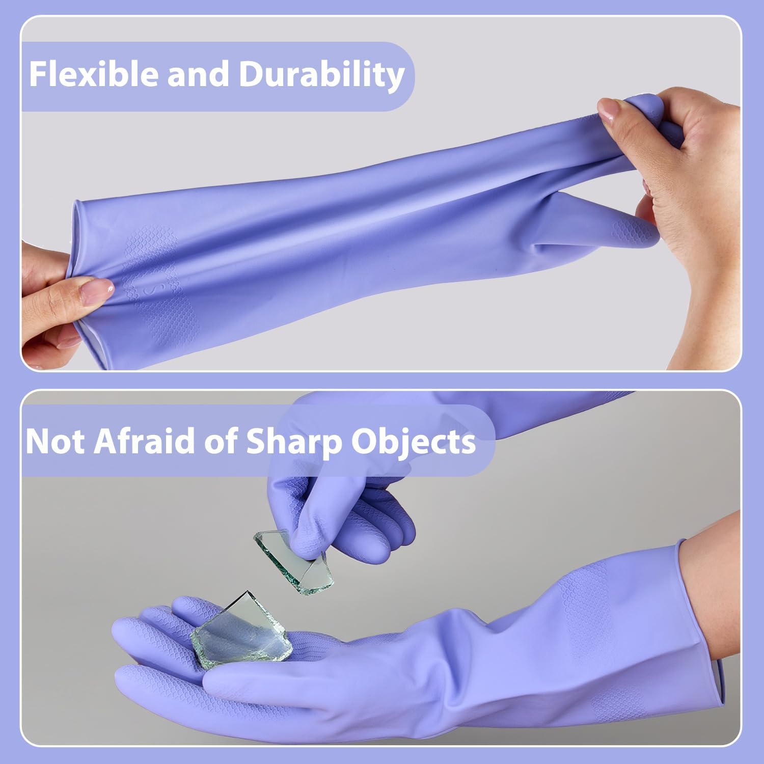 Rubber Kitchen Dishwashing Gloves - 4 Pairs Colorful Reusable Cleaning Gloves for Kitchen Washing Dishes and