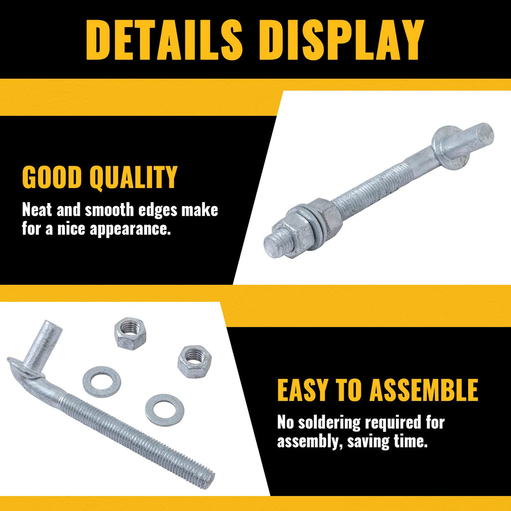 J Bolt Gate Hinge, 5/8" X 8" Heavy Duty Gate Hinge Bolt, 4-Pack
