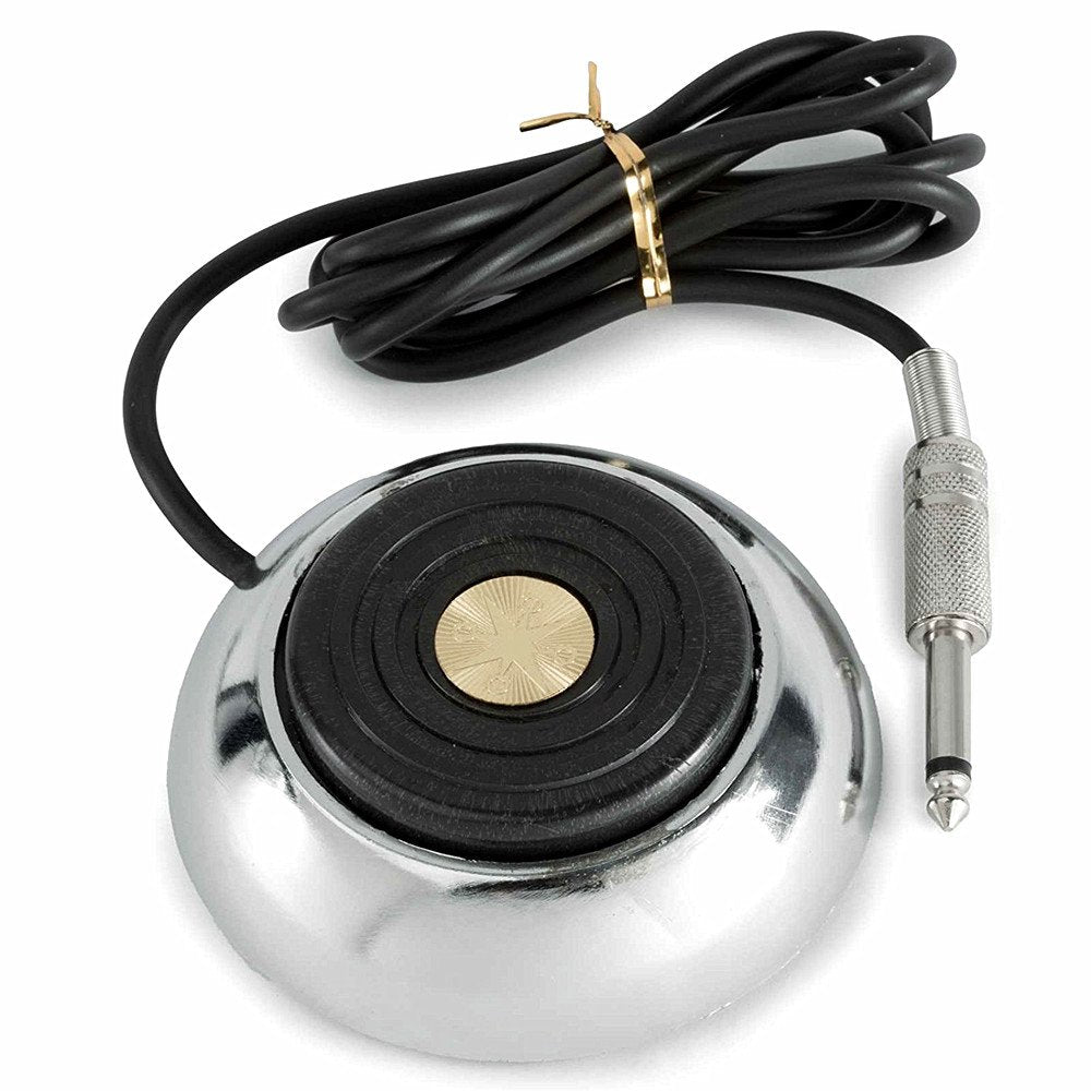 Tattoo Pedal Switch, BoChang Round Gem Pro Stainless Steel Tattoo Foot Pedal Switch 360 Degree Switch w/ 5 ft. Power