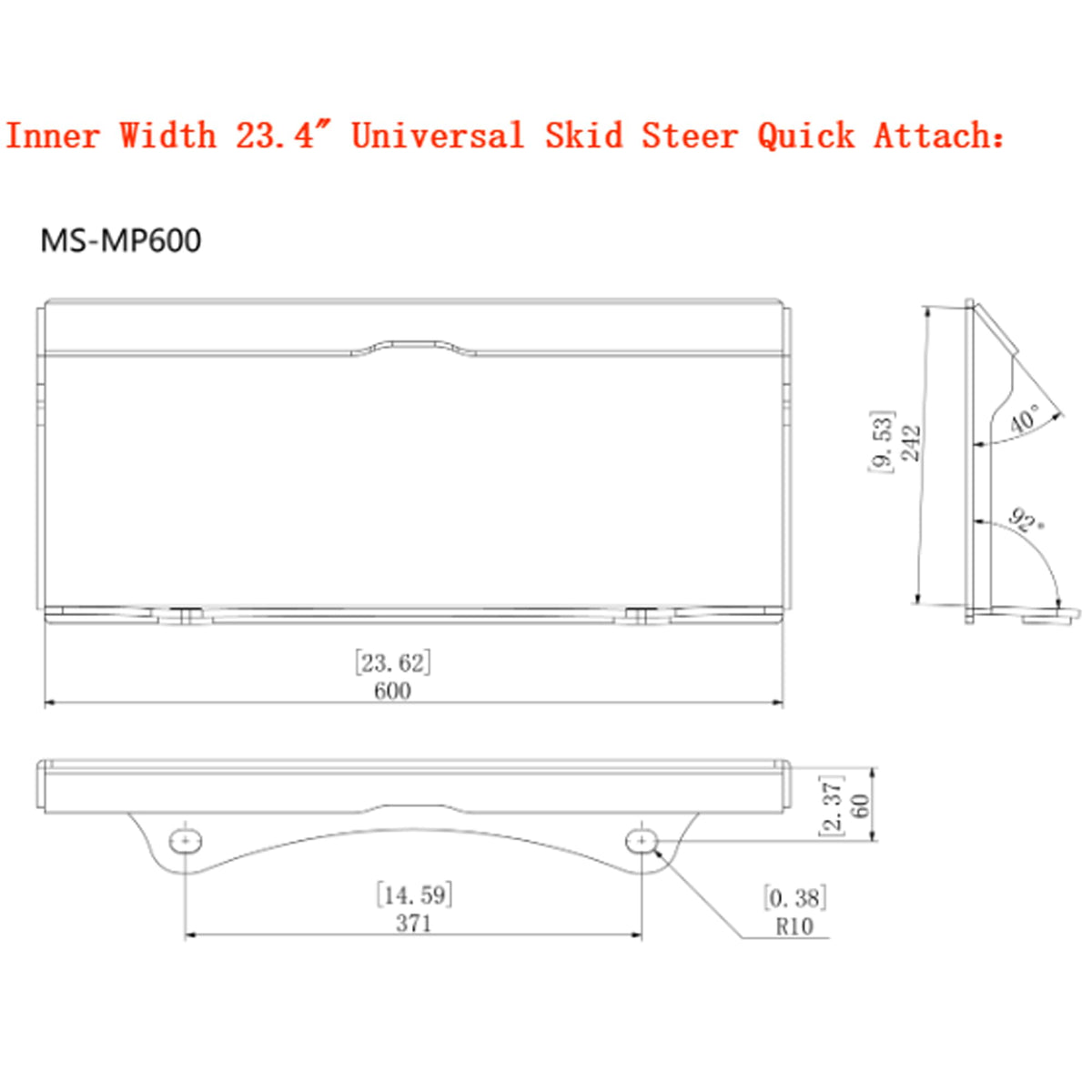 Mini Hydraulic Trencher Skid Steer Attachment 5.85" Cutting Width