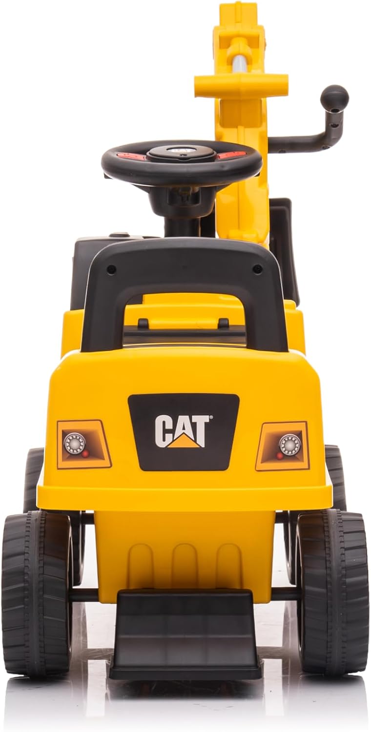 CAT Excavator Push Car – Licensed Caterpillar Ride-On Digger Toy for Kids with Rotating Bucket & Under-Seat Storage –