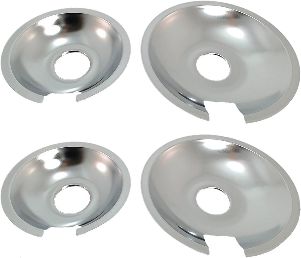 KITCHEN BASICS 101 Made in the USA 715877 and 715878 Replacement Range Cooktop Drip Pans for Jenn Air - Includes 2 6-Inch and 2 8-Inch Pans, 4 Pack