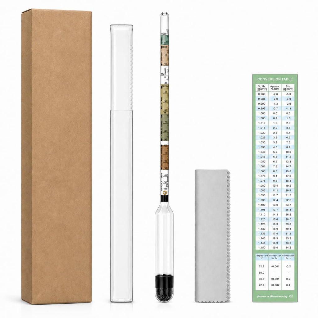 Triple Scale Hydrometer, Specific Gravity Hydrometer for Wine Making, Mead, Kombucha & Beer, Mead Making Kit, ABV