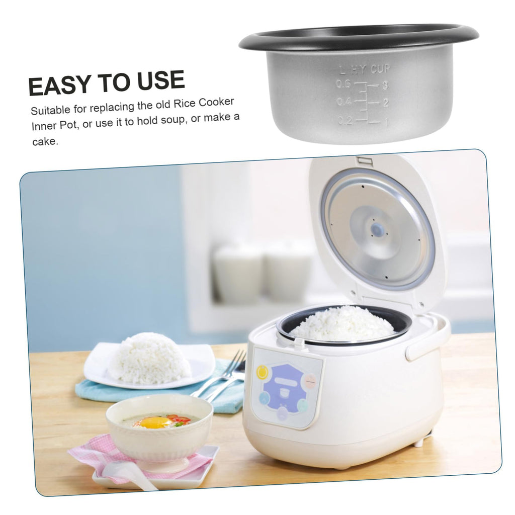 Nonstick Rice Cooker Inner Pot Replacement 1.5L Silver Aluminum