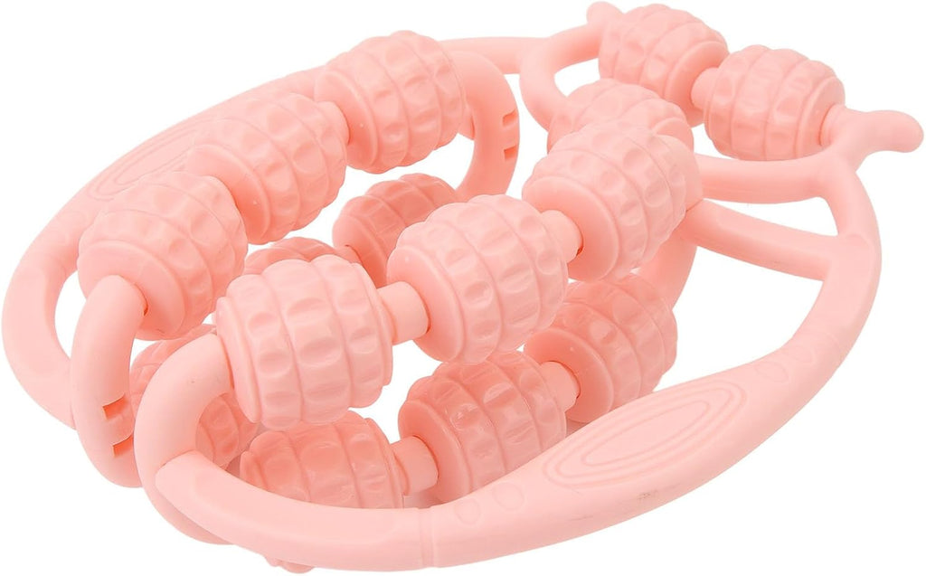 15-Wheel Pink Muscle Roller for Legs, Arms, Neck & Body – Handheld PP Massage Tool
