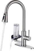 Kitchen Faucet with Glass Rinser Single Handle Pull Down Kitchen Sink Faucet with Cup Washer 1 or 3 Hole Glass Rinser