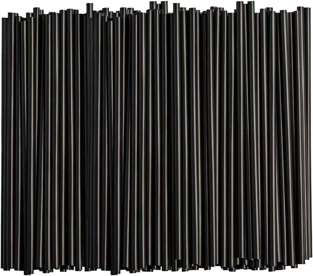 7.75" Black Plastic Drinking Straws [250 Count]