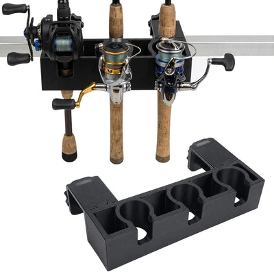 Clamp On Fishing Rod Holder for Boat,Universal Adjustable Mount Fits up to 1.57" Pontoon Square Rails,Jon Boat,Dock & Kayak,No-Drill Fishing Pole Storage for Holds 3 Rods with Reels