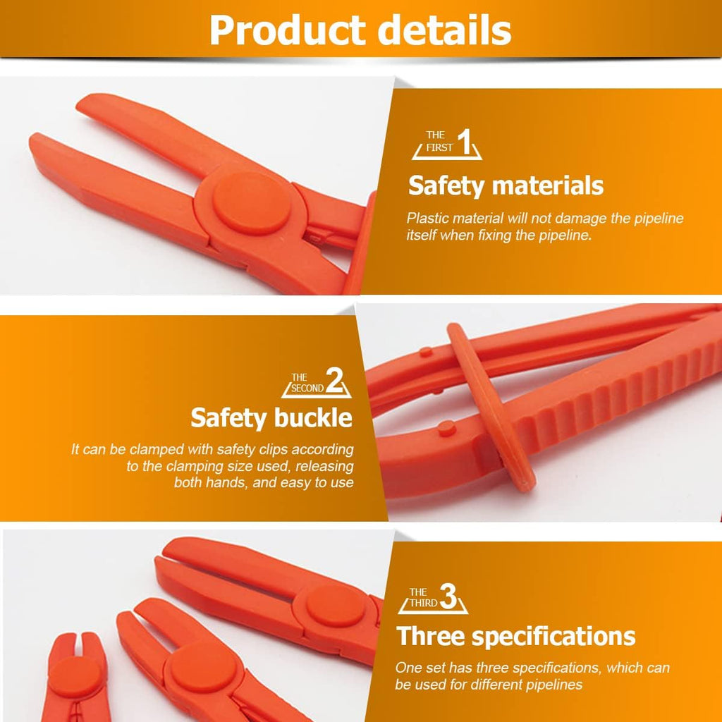 Hose Clamp Pliers, 6 Pack 3 Size Line Pinch Clamps Set, Plastic Hose Pinching Off Pliers for Automotive Radiator